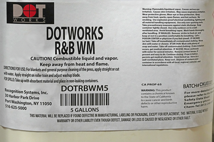 DotWorks R & B Water-Miscible Press Wash, 5 Gallon (Cherry)